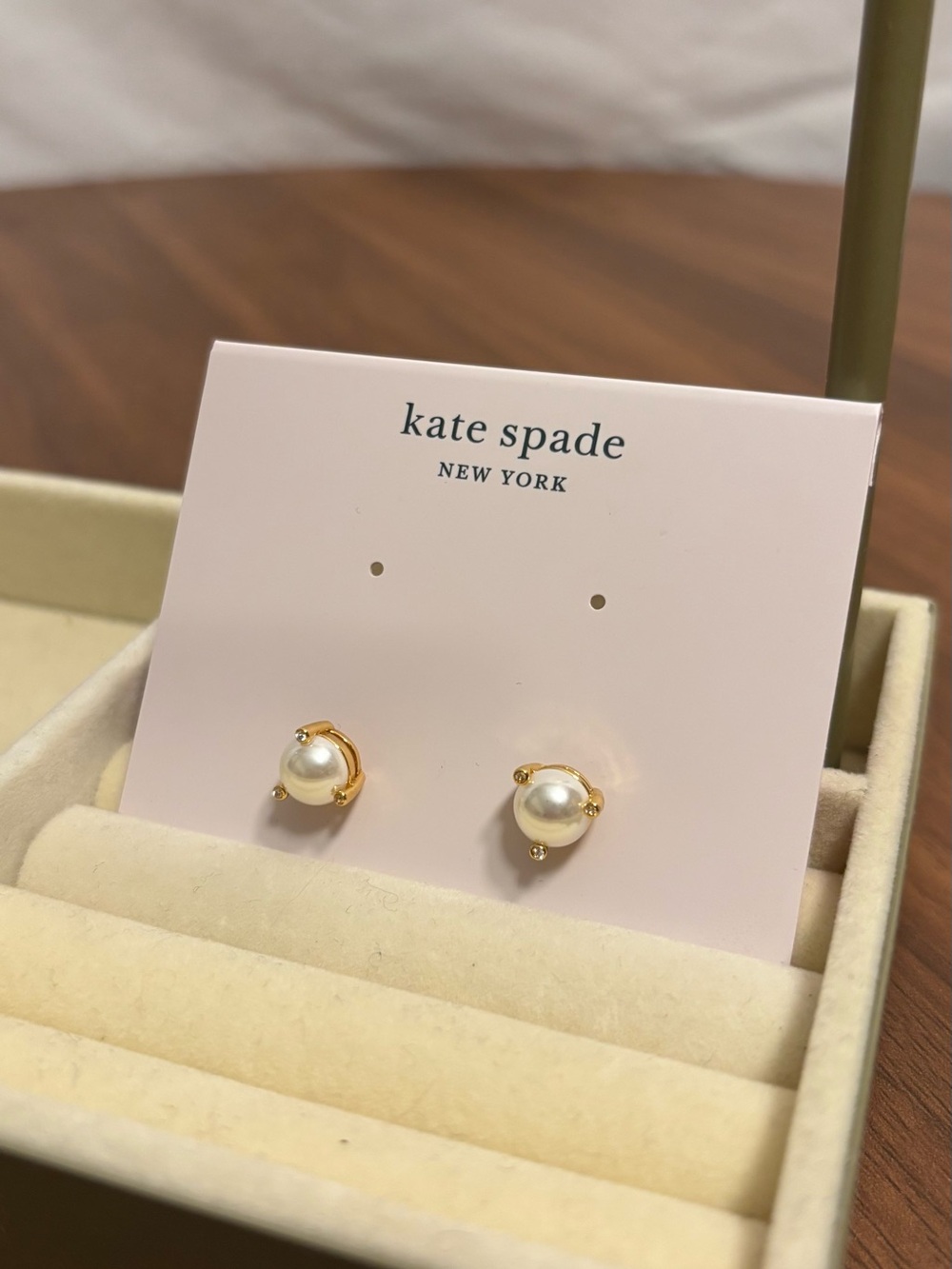 kate spade Gold and White Pearl Orbit Stud Earrings